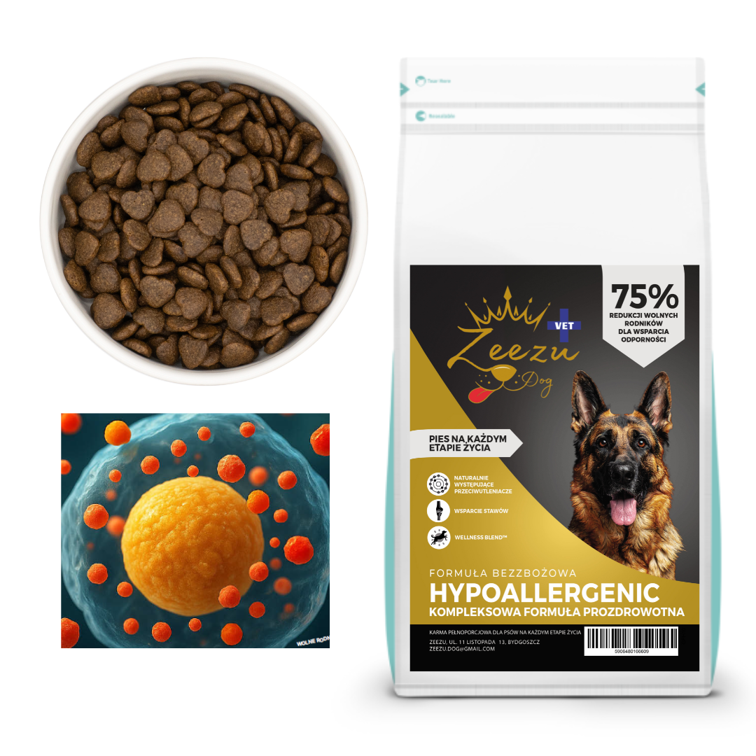 Hipoalergiczna bezzbożowa karma monobiałkowa ZEEZU DOG VET Hypoalergenic, Healthy Living - Łosoś - Kompleksowa formuła prozdrowotna- wspierająca długowieczność - Image 4