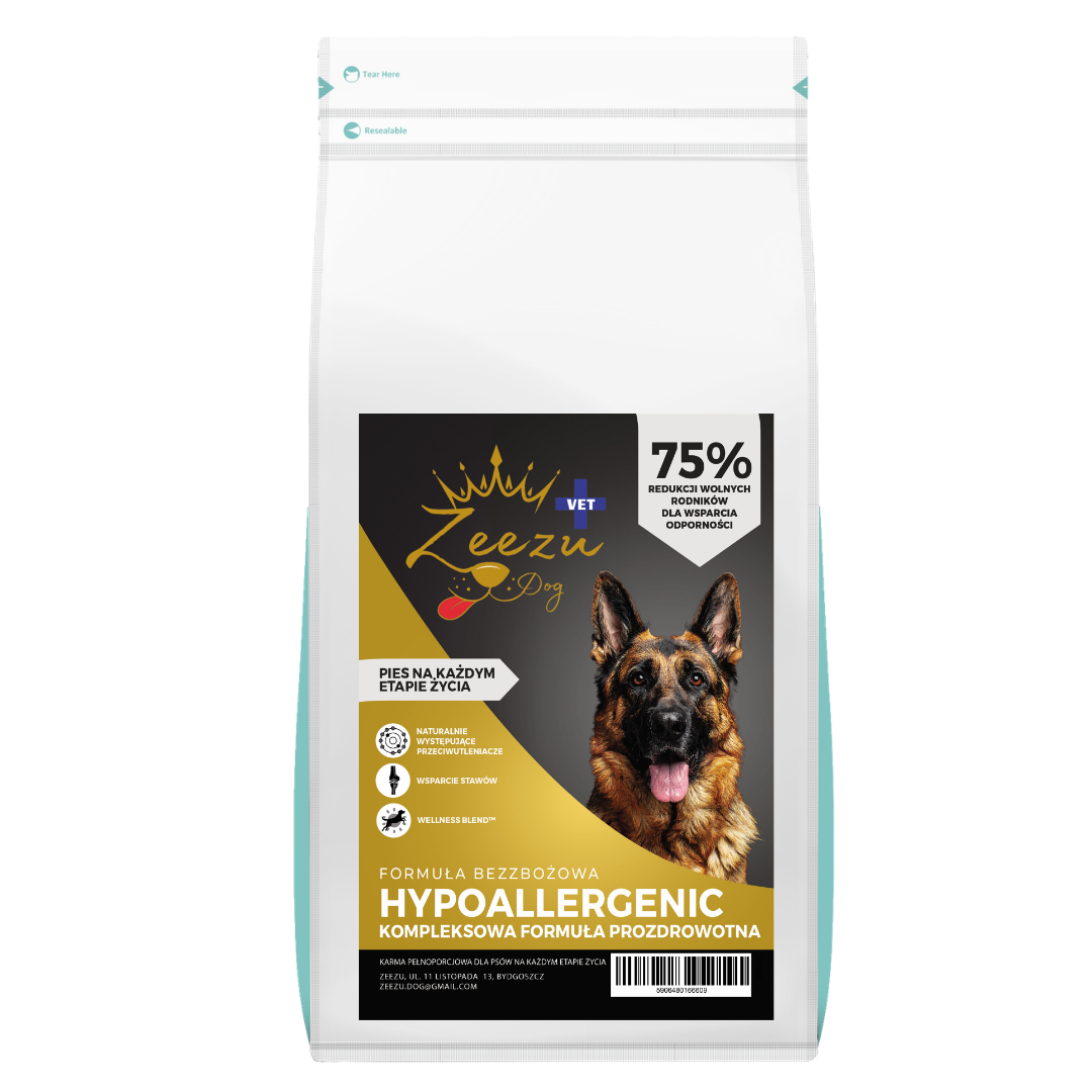 Hipoalergiczna bezzbożowa karma monobiałkowa ZEEZU DOG VET Hypoalergenic, Healthy Living - Łosoś - Kompleksowa formuła prozdrowotna- wspierająca długowieczność - Image 3